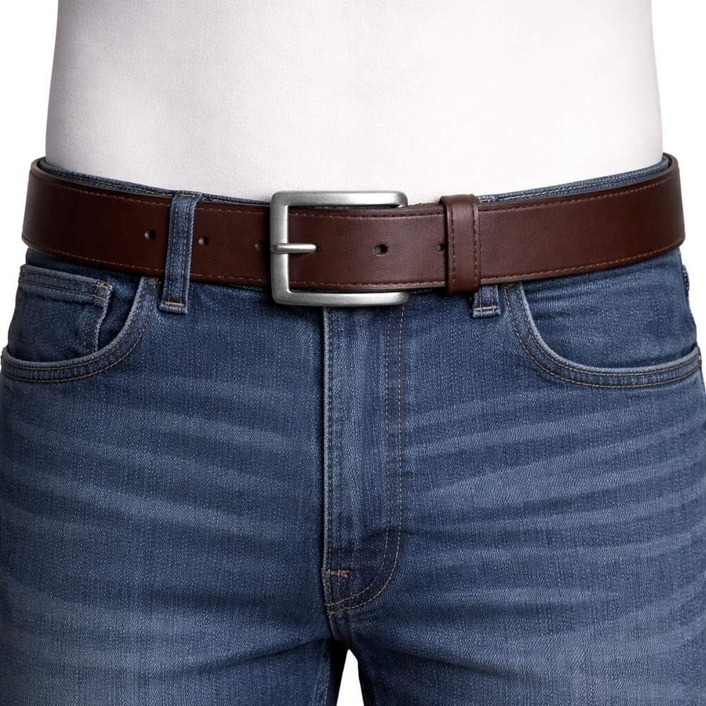 KING SIZE Men’s Brown Leather Belt Size 52/54 | Silver Tone Buckle